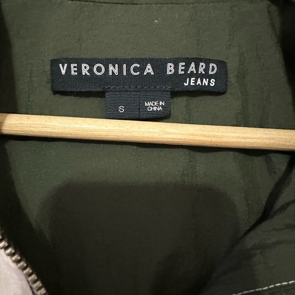 Veronica Beard Avery Half Zip Hooded Green and Cream Utility Jacket - Size Small - Picture 4 of 12